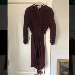 Cloth & Stone button down shirtdress from Anthropologie, burgundy, size S